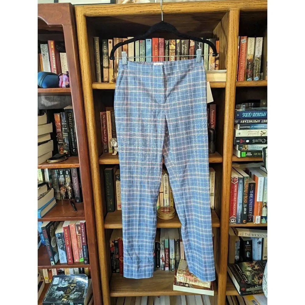 RILEY & rae Glen plaid blue checked slim cigar pants sz 0 nwt
